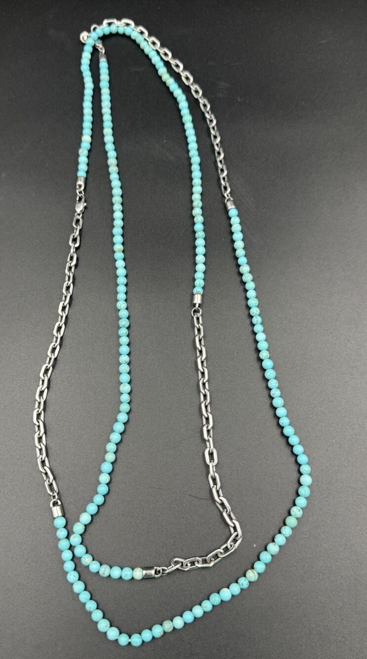 Michael Kors 60” Long Turquoise Beaded Layering Necklace NWOT